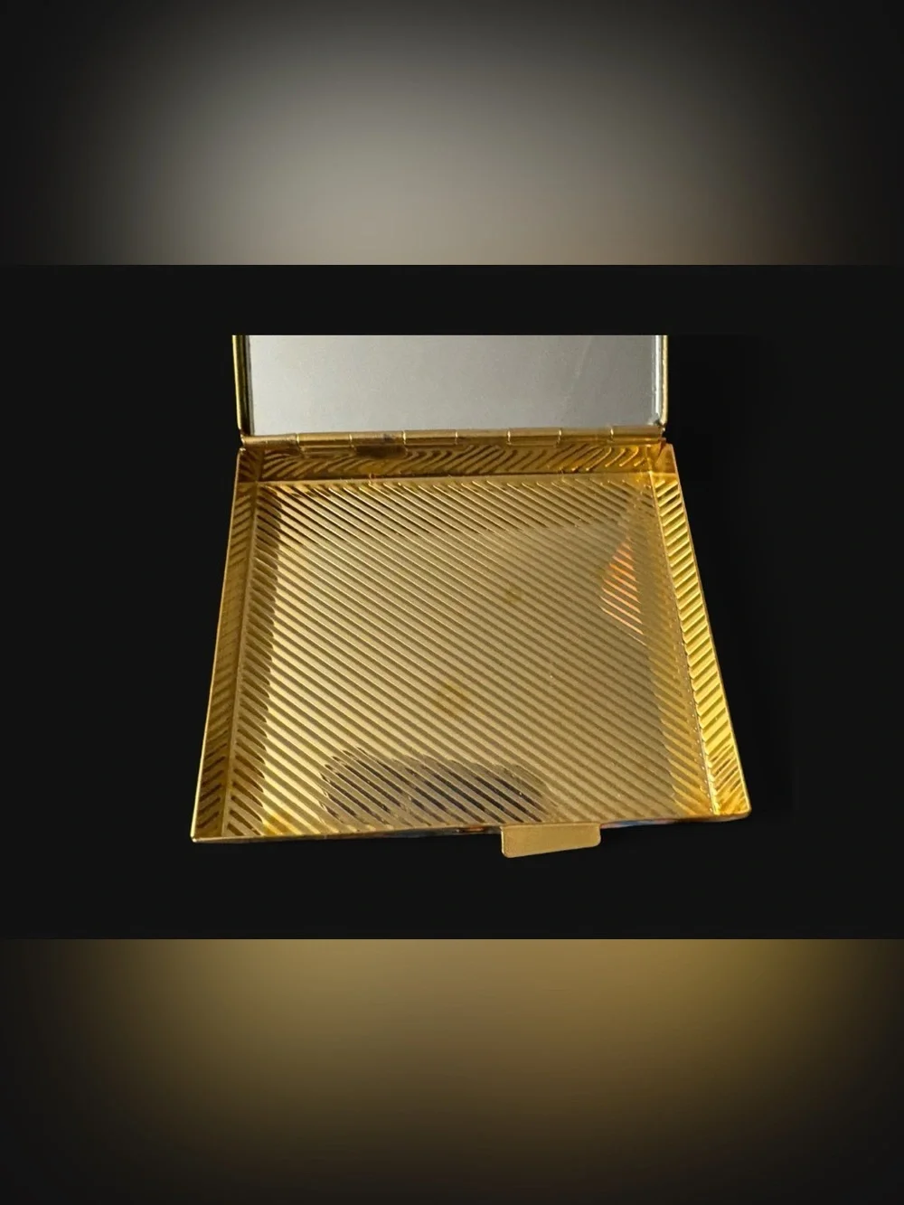 Vintage Gold Mesh Compact Mirror 1950s | Mid Century Modern Vanity Decor